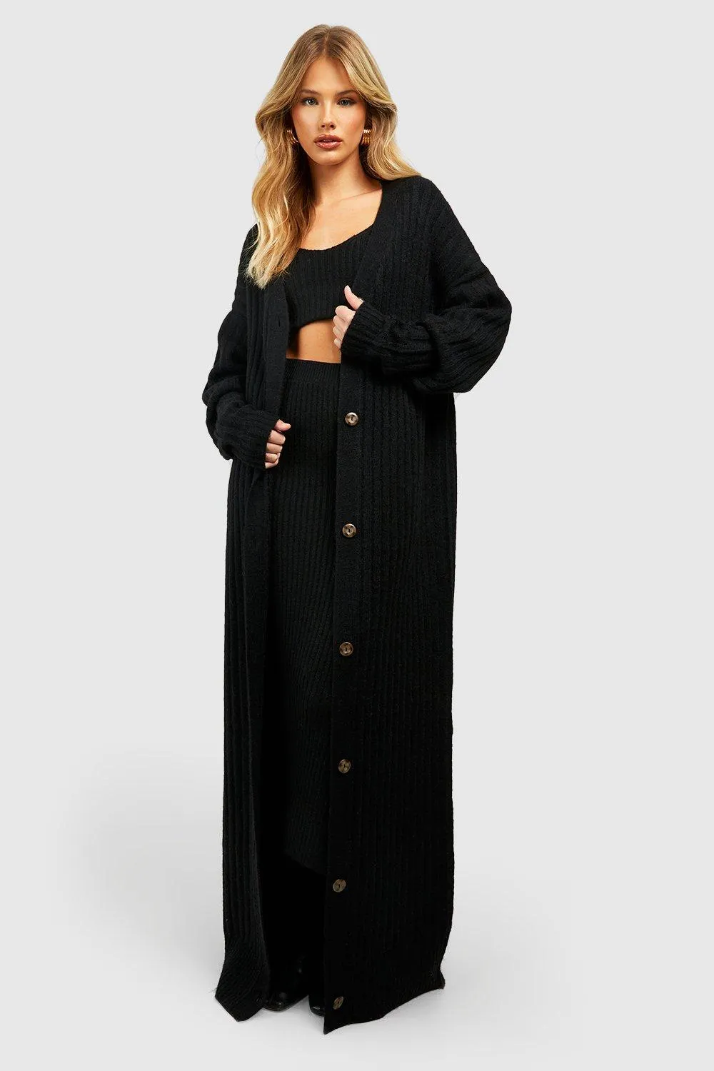 Jumpers & Cardigans | Soft Wide Rib Maxi Cardigan | boohoo