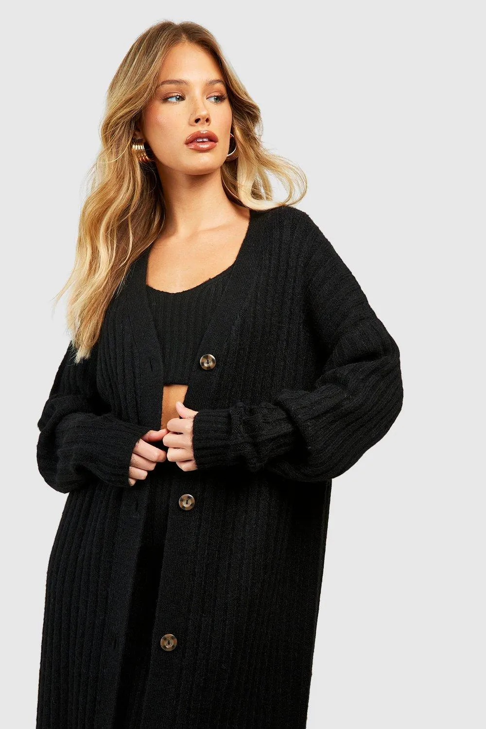 Jumpers & Cardigans | Soft Wide Rib Maxi Cardigan | boohoo