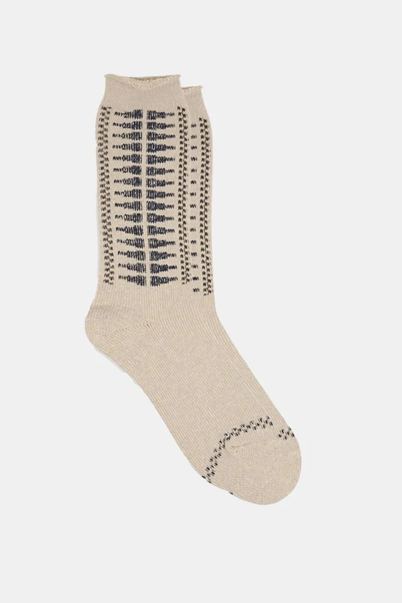 Kinari Plating Pattern Crew Socks (Navy)