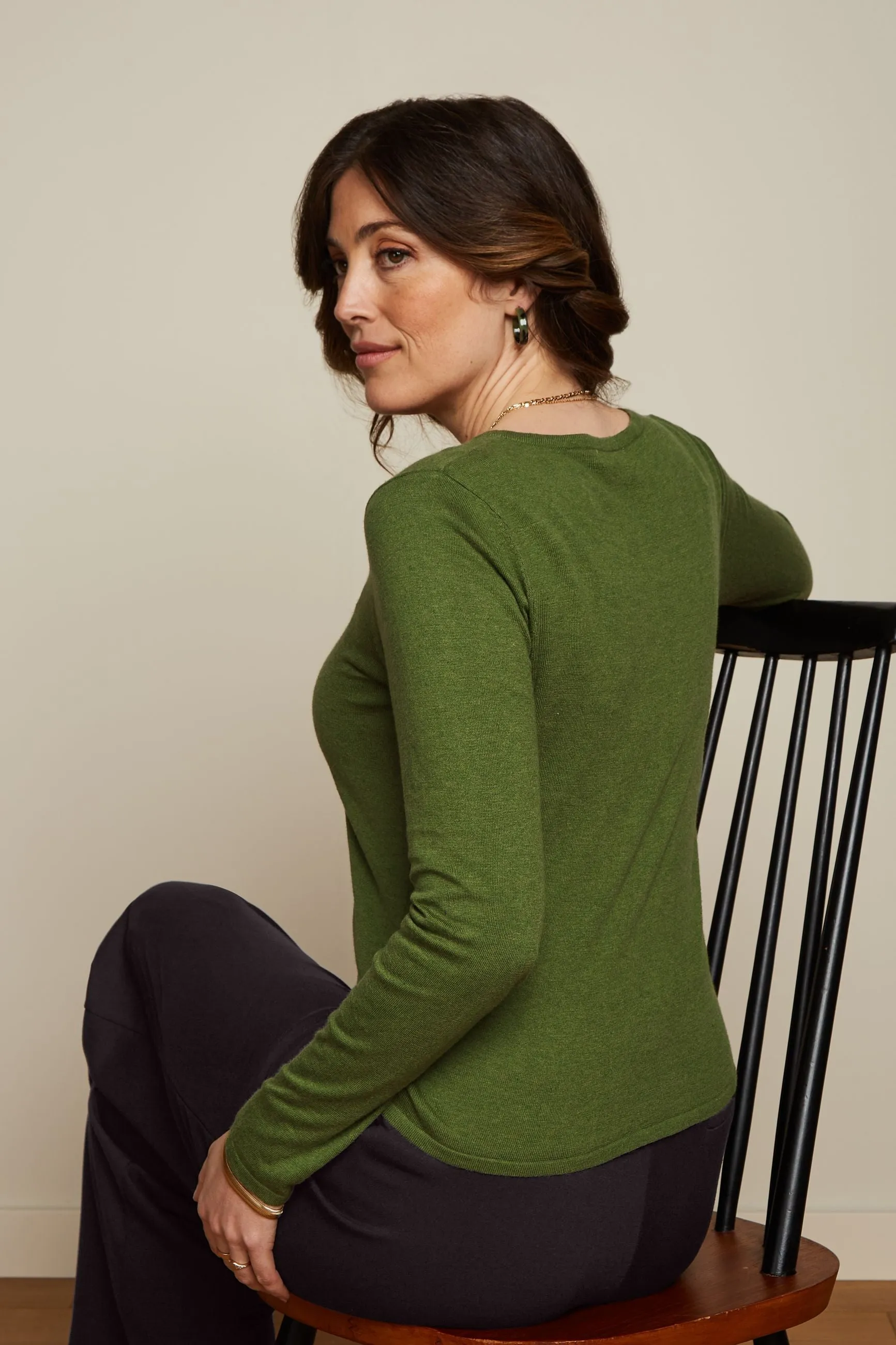 King Louie - Cardi Round Neck Cocoon Posey Green