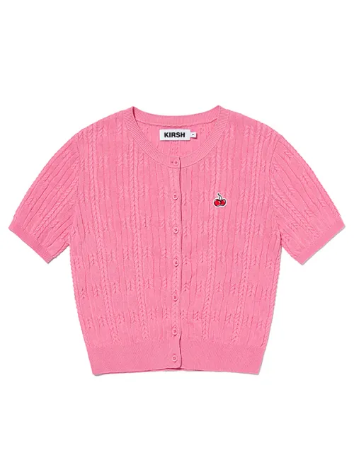 KIRSH  |[ KIRSH ]SMALL CHERRY CABLE CROP SHORT SLEEVE KNIT CARDIGAN