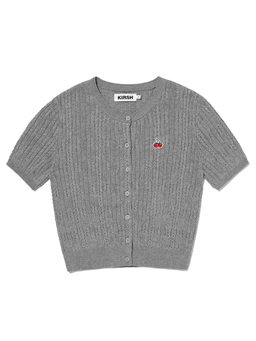 KIRSH  |[ KIRSH ]SMALL CHERRY CABLE CROP SHORT SLEEVE KNIT CARDIGAN