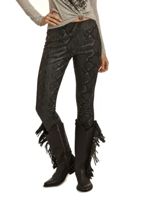 Ladies Panhandle Slim Black Snakeskin Leggings