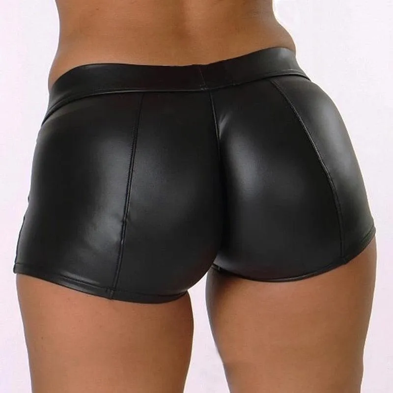 Leather High Waist Bodycon Push Up Shorts