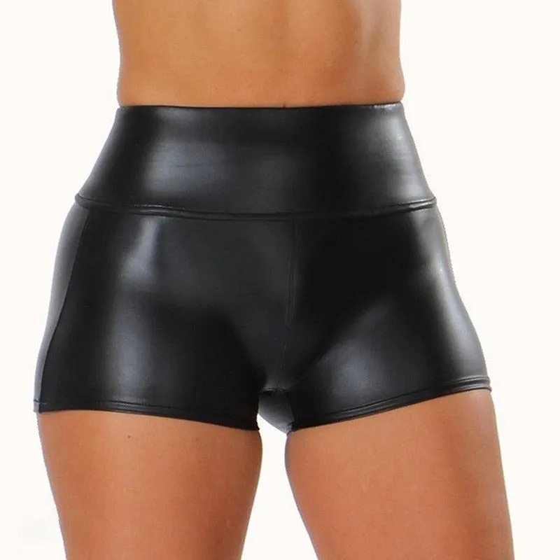 Leather High Waist Bodycon Push Up Shorts