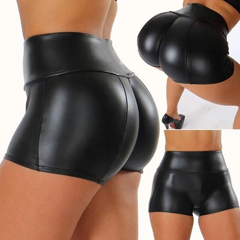 Leather High Waist Bodycon Push Up Shorts