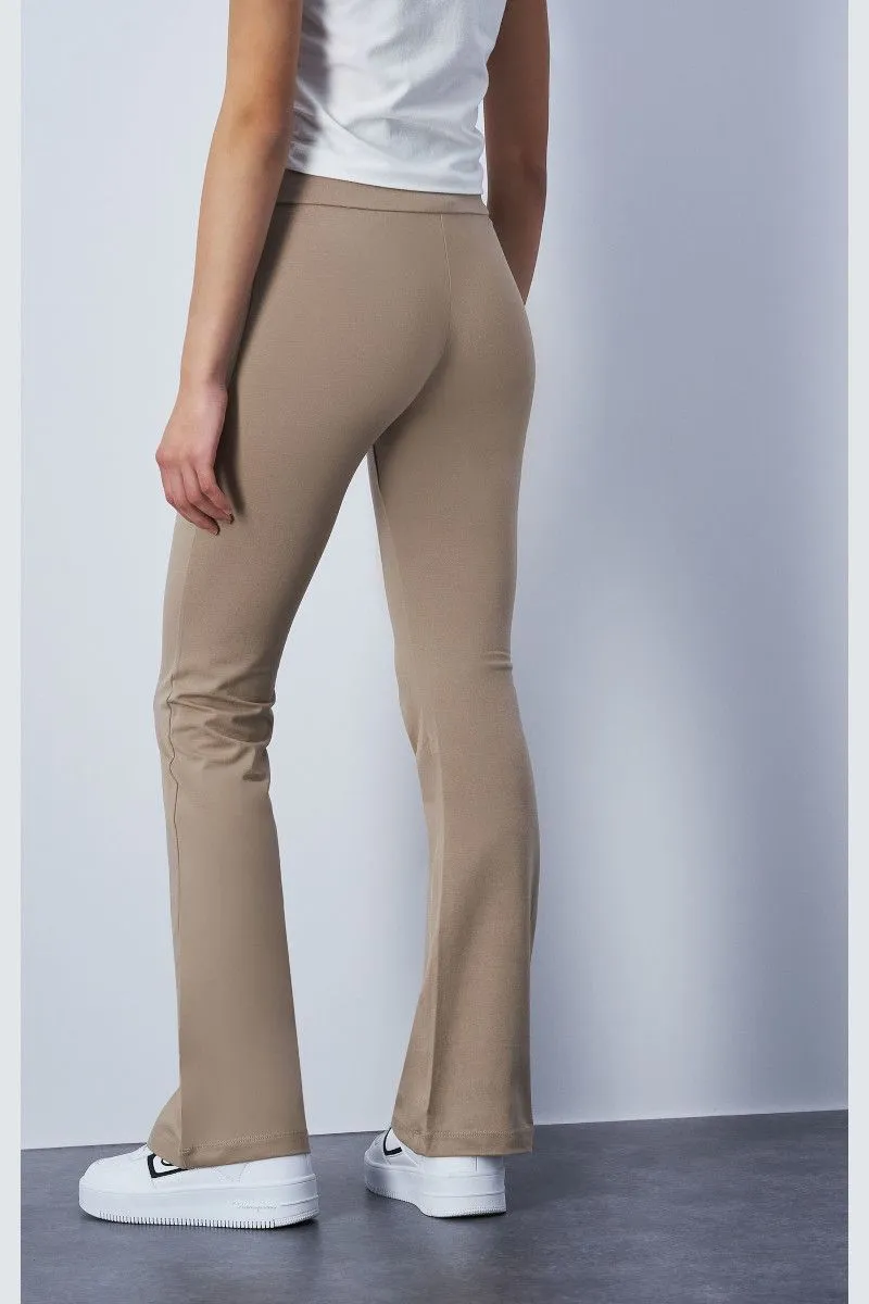 Leggings svasati con logo donna Beige