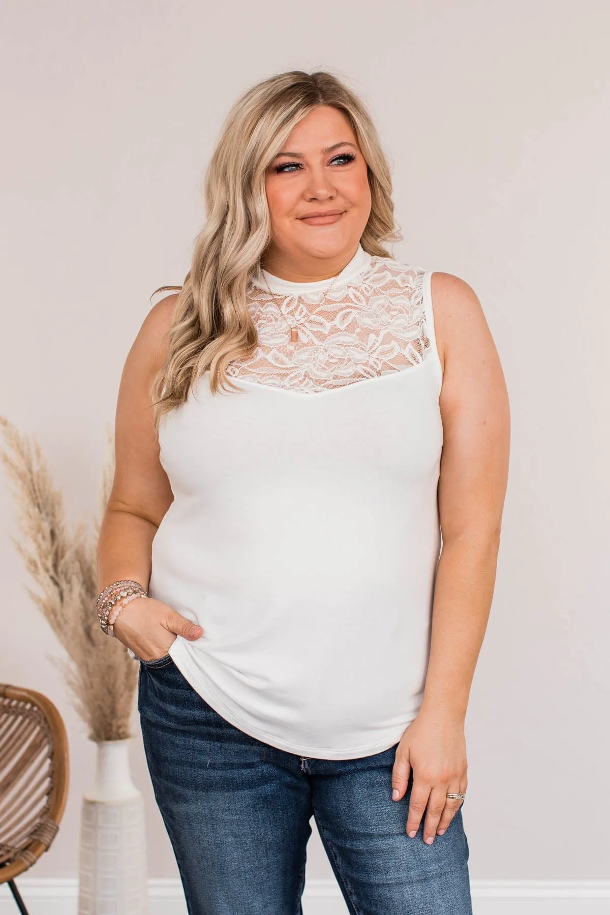 Let Your Hair Down Lace Top- Ivory