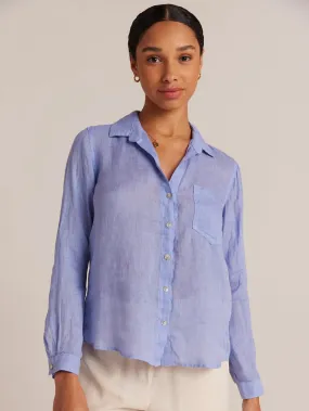 Linen Pocket Button Down Shirt - Peri Blue