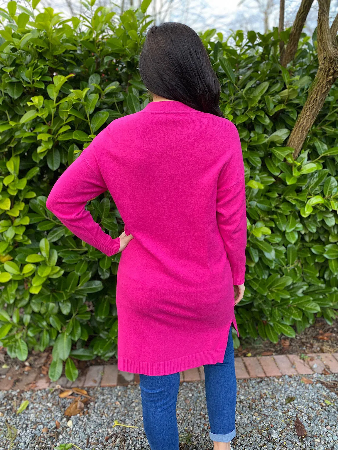 Lipstick Pink Premium Cable Knit Cardigan Vicky