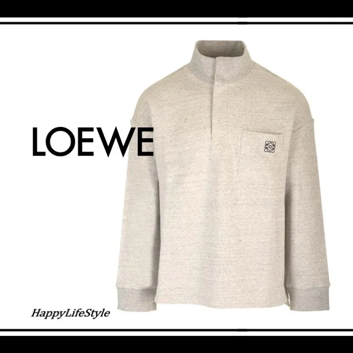 LOEWE  |Pullovers Long Sleeves Plain Cotton Logo Luxury