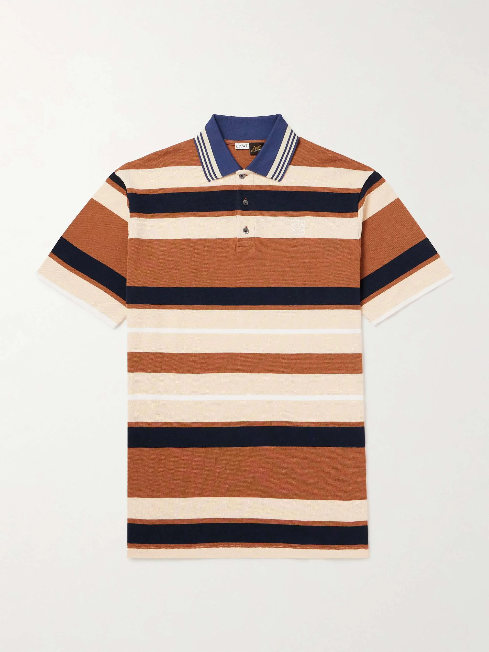 LOEWE  |Pullovers Stripes Linen Cotton Short Sleeves Logo Luxury