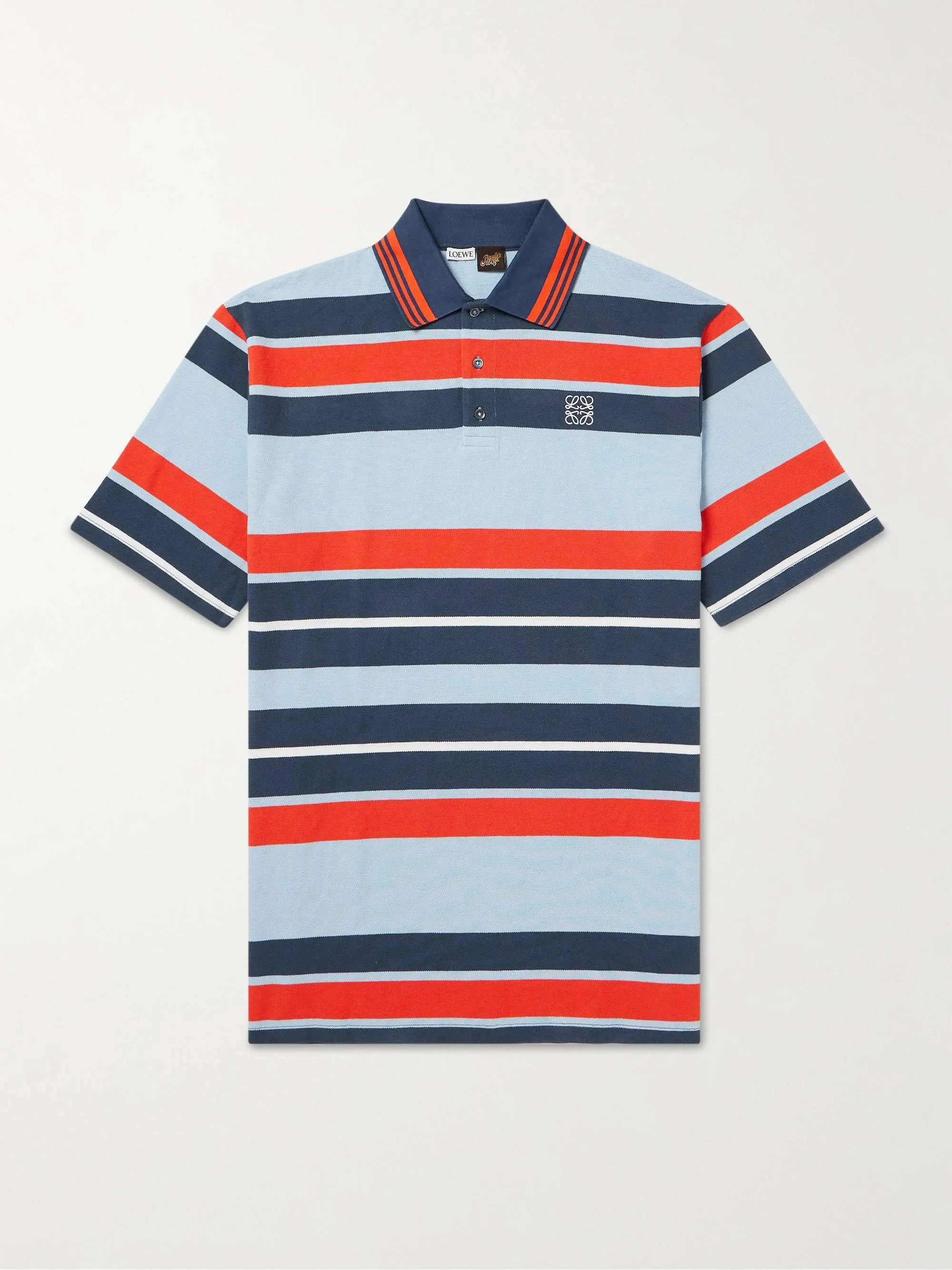 LOEWE  |Pullovers Stripes Linen Cotton Short Sleeves Logo Luxury