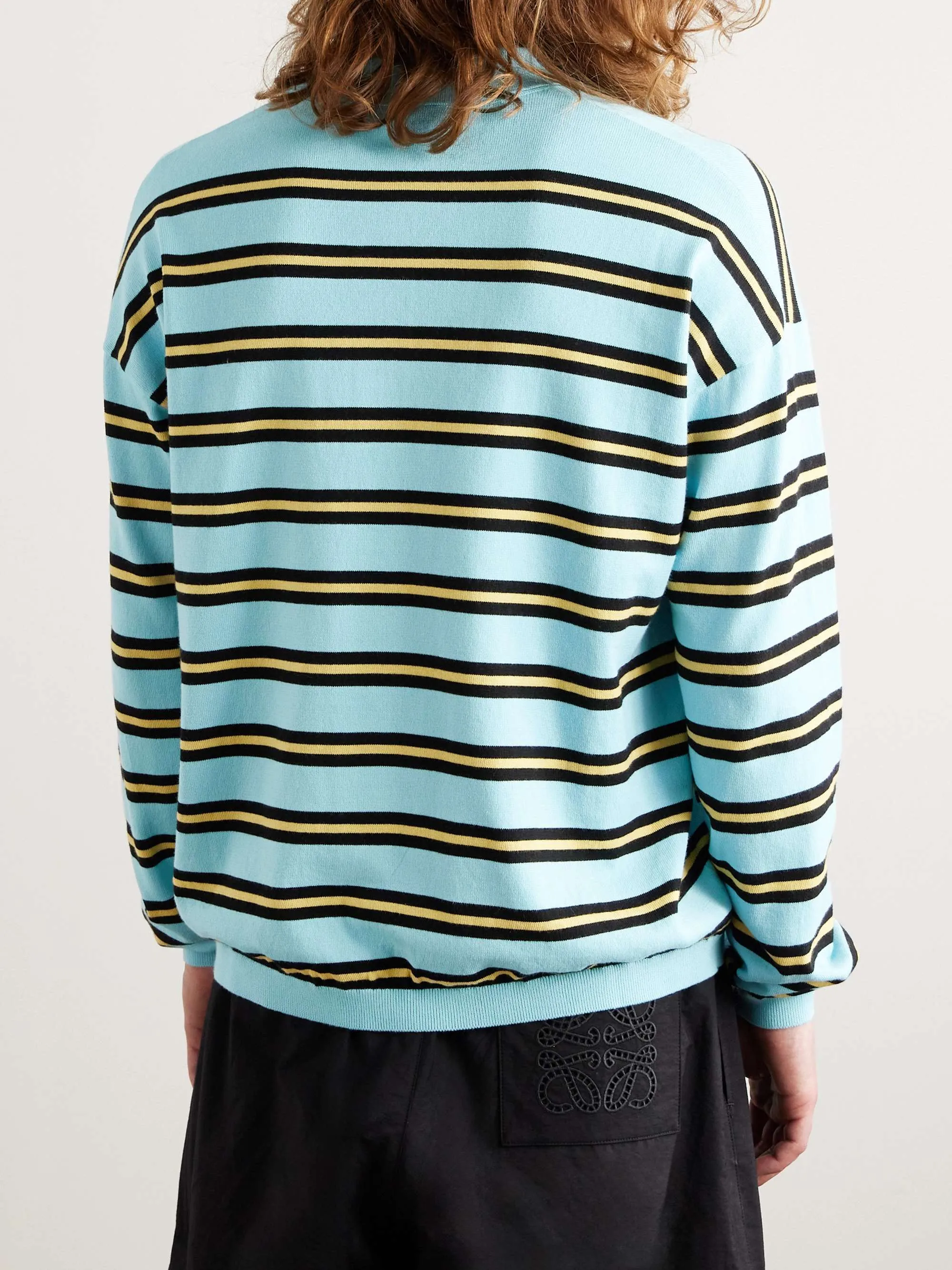 LOEWE  |Pullovers Stripes Long Sleeves Cotton Luxury Polos