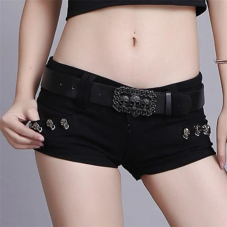 Low Waisted Lace-up Thin Denim Hot Pants