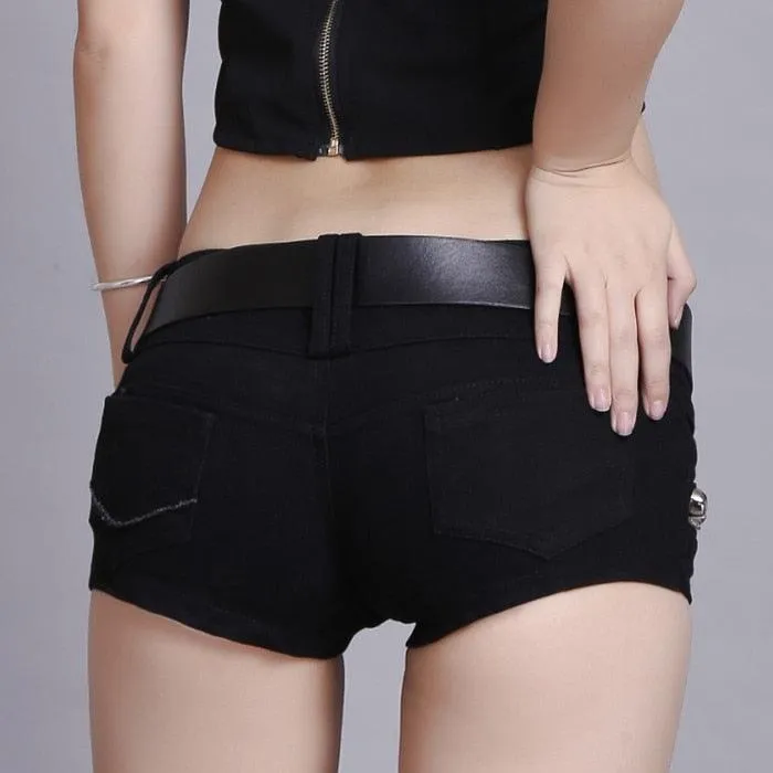 Low Waisted Lace-up Thin Denim Hot Pants