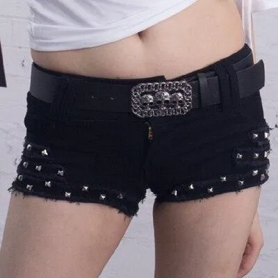 Low Waisted Lace-up Thin Denim Hot Pants