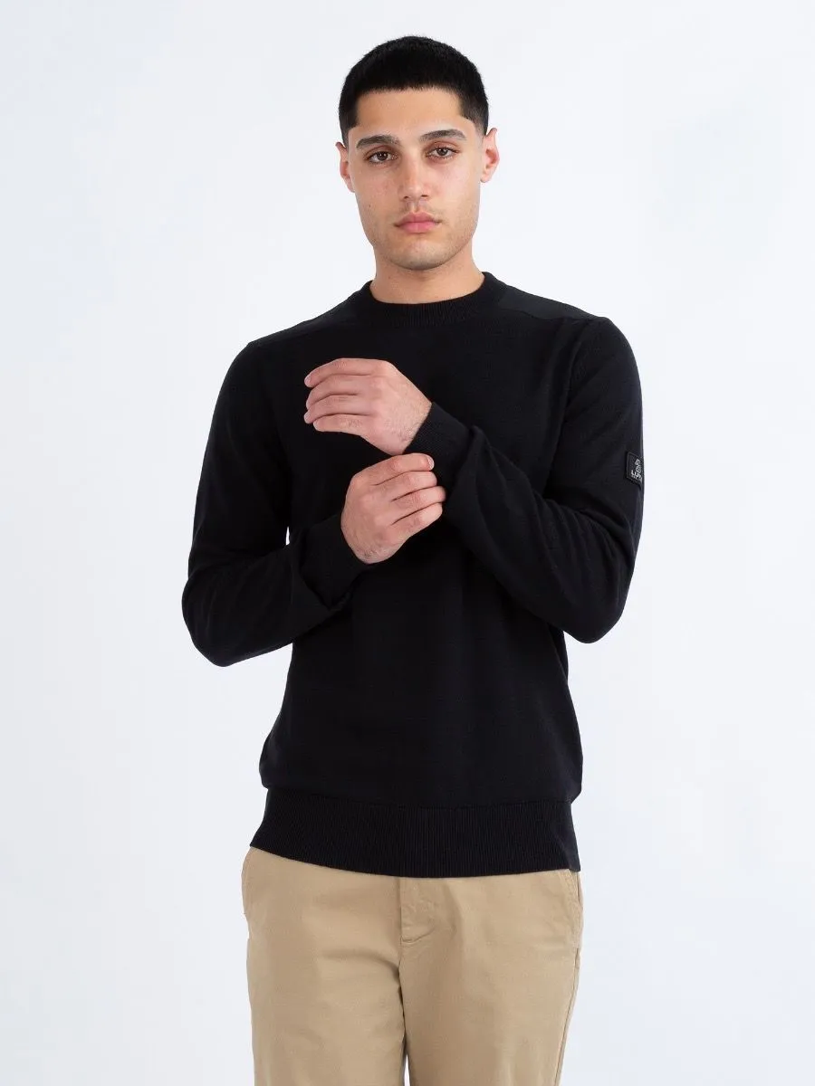 Luke 1977 Berwick Panel Crew Neck Jumpers Black