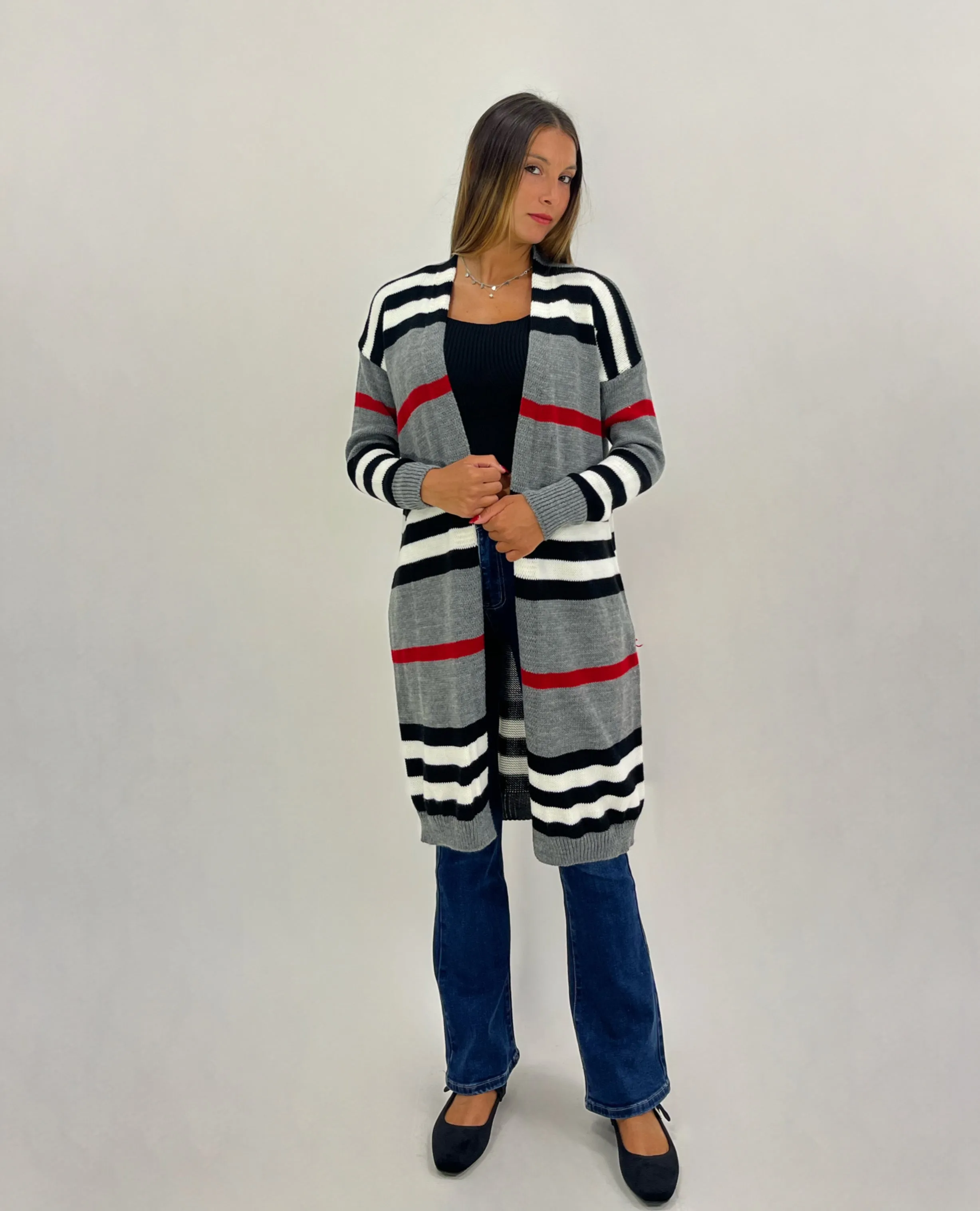 Maxi cardigan a strisce