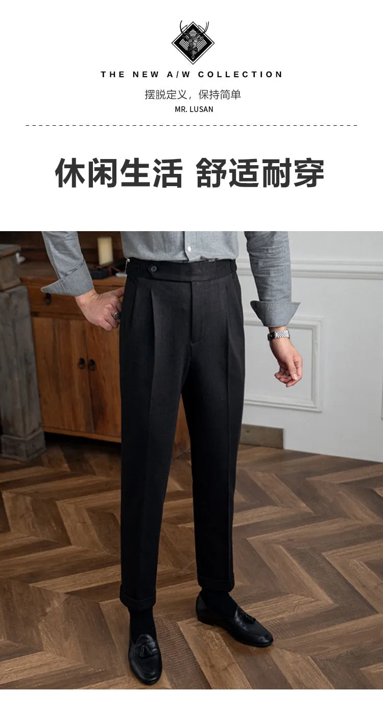 Men's Leisure Straight Leg High Waist Versatile Business Casual Pants