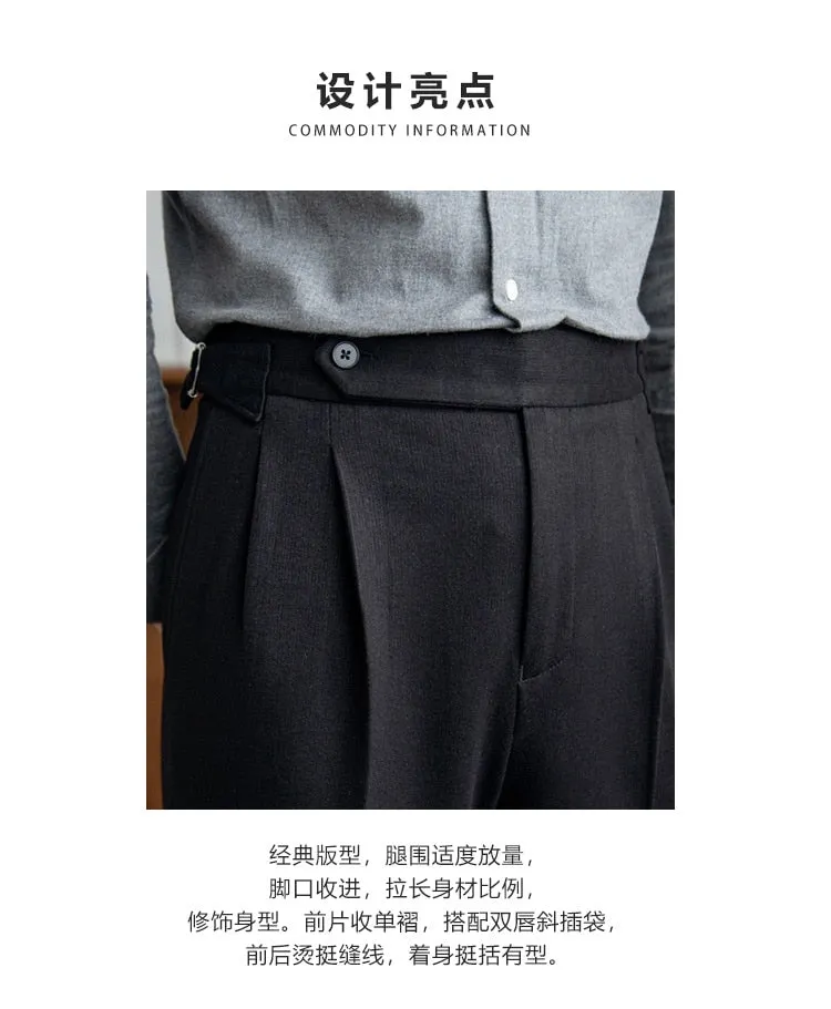 Men's Leisure Straight Leg High Waist Versatile Business Casual Pants