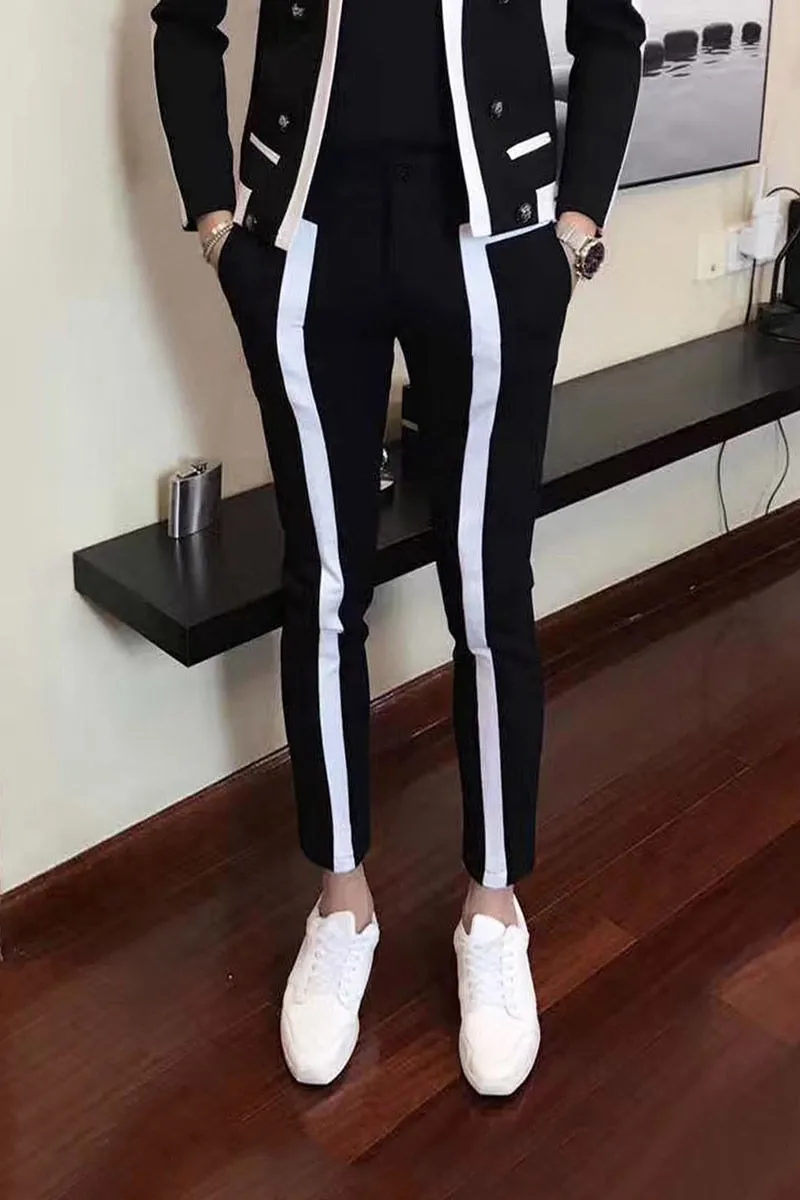 Men's Polyester Mid-Waist Skinny Fit Flat Full-Length Casual Pants