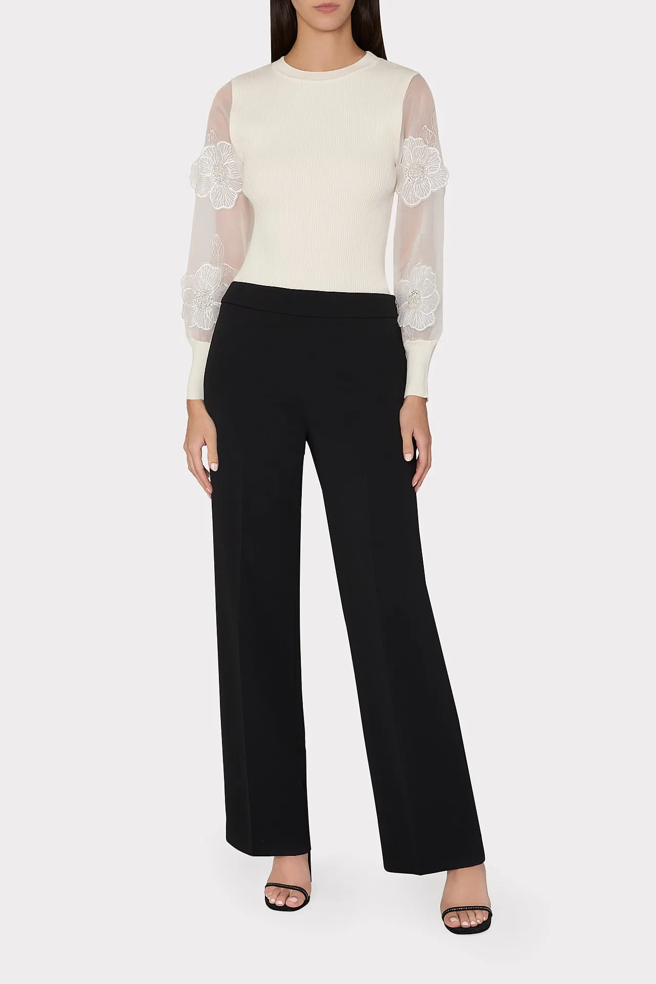 Milly Natia Crepe Pant in Black