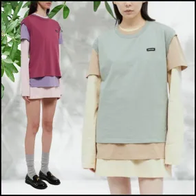 MiuMiu  |Crew Neck Sleeveless Long Sleeves Plain Cotton Short Sleeves