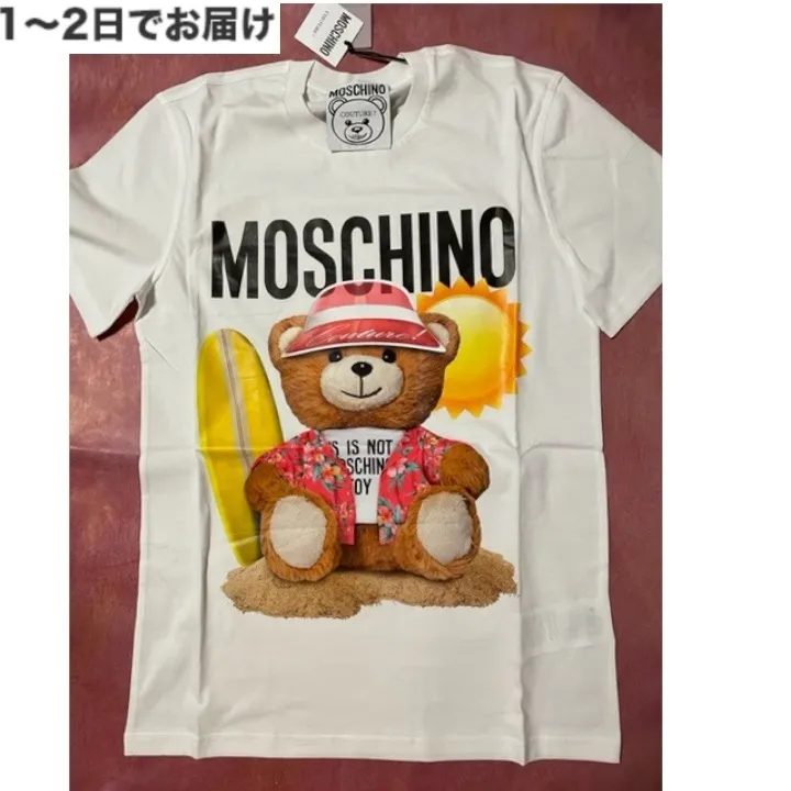 Moschino  |Crew Neck Pullovers Cotton Short Sleeves Logo