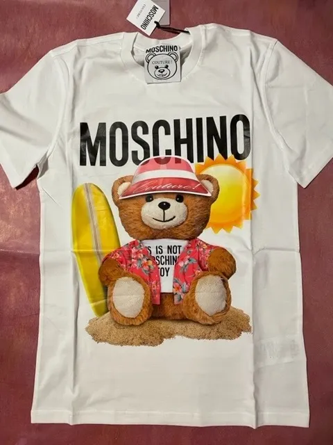 Moschino  |Crew Neck Pullovers Cotton Short Sleeves Logo