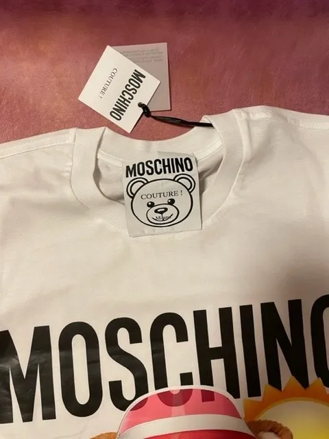 Moschino  |Crew Neck Pullovers Cotton Short Sleeves Logo