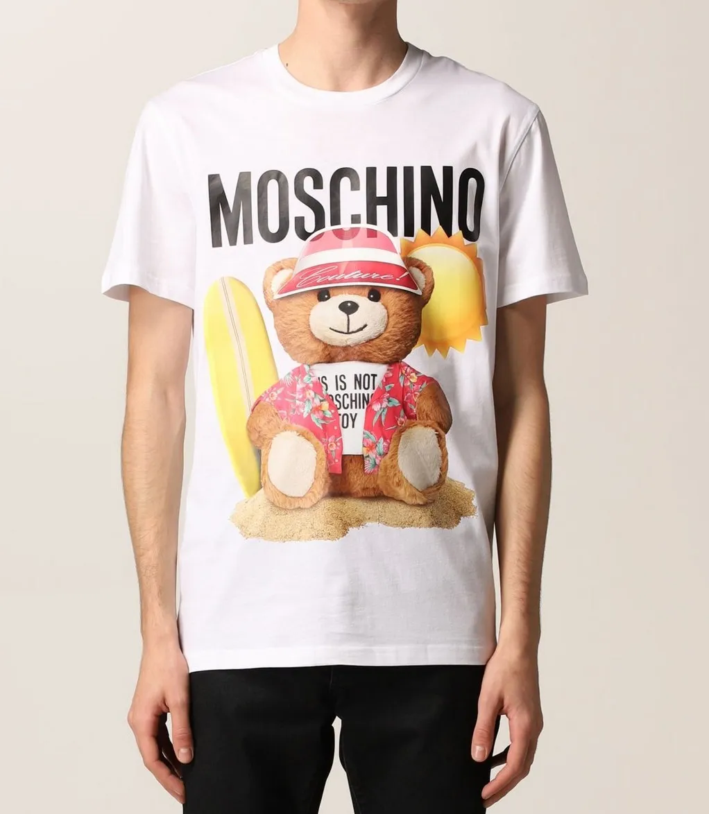 Moschino  |Crew Neck Pullovers Cotton Short Sleeves Logo