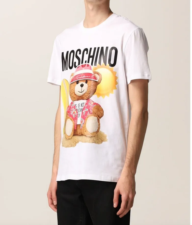 Moschino  |Crew Neck Pullovers Cotton Short Sleeves Logo