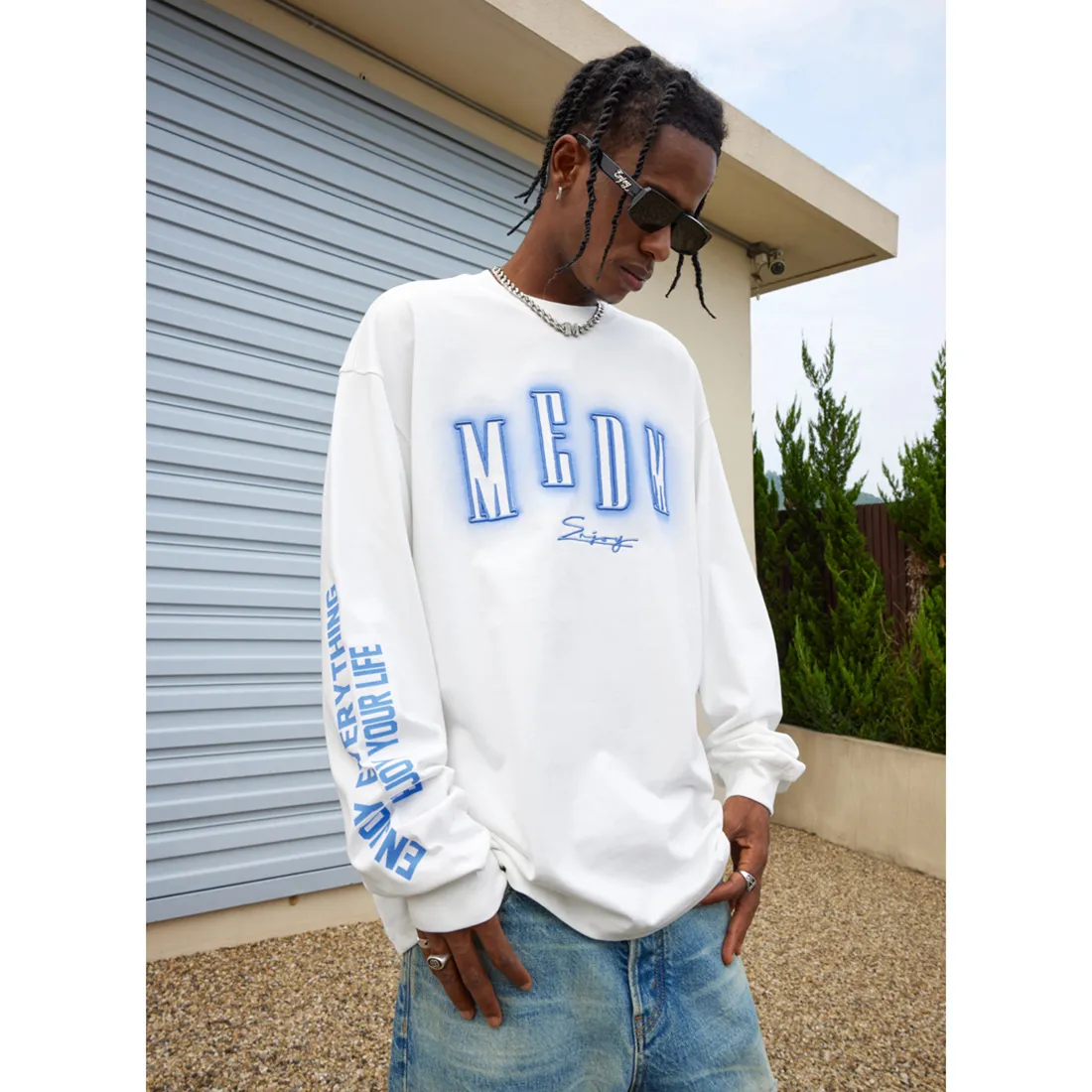 MR. ENJOY DA MONEY  |Crew Neck Unisex Street Style Long Sleeves Cotton Oversized