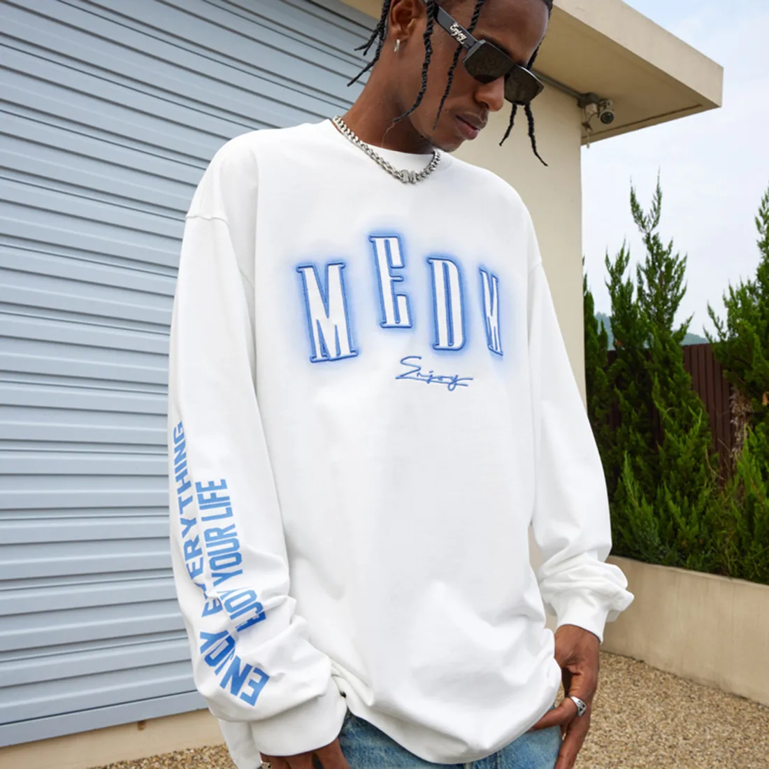 MR. ENJOY DA MONEY  |Crew Neck Unisex Street Style Long Sleeves Cotton Oversized