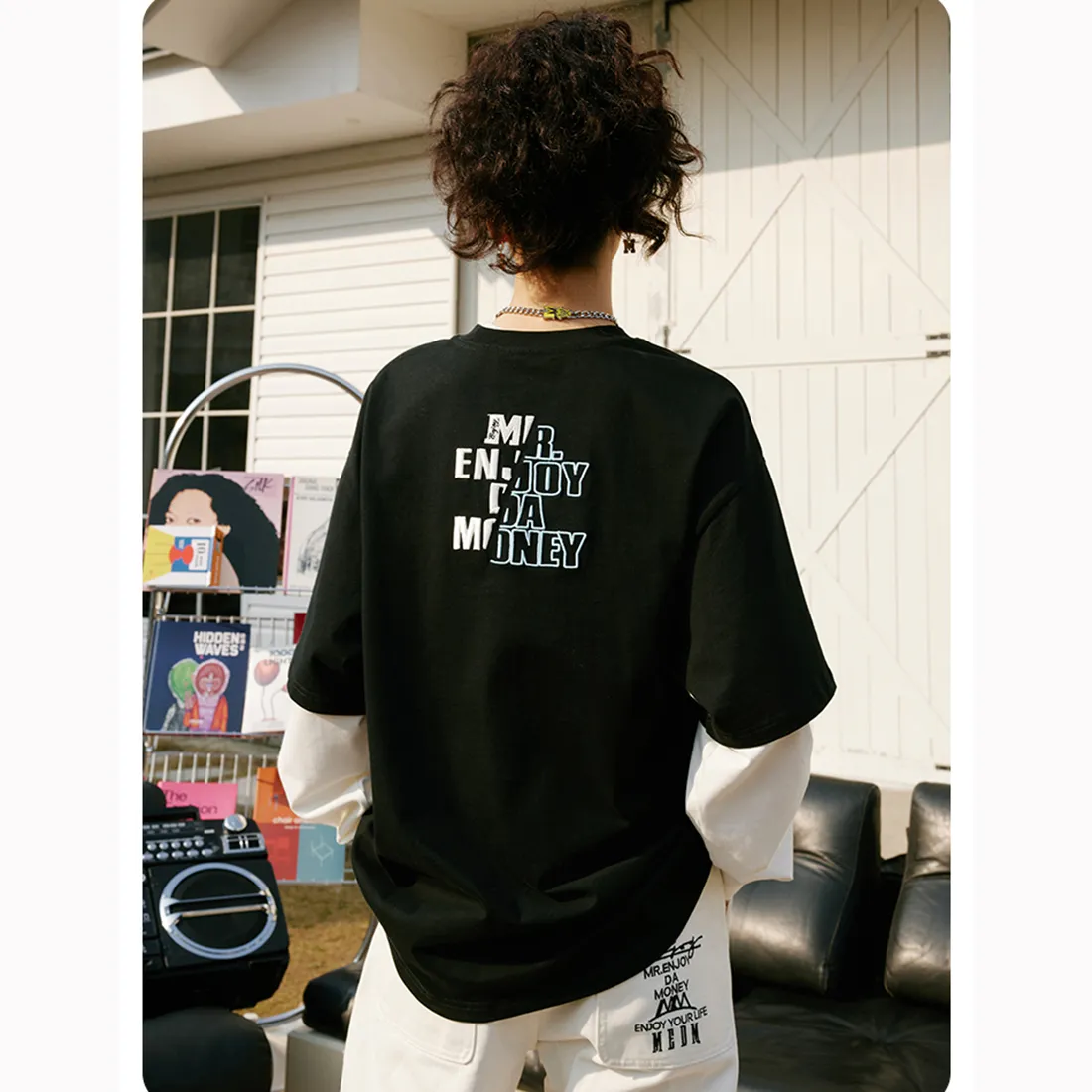 MR. ENJOY DA MONEY  |Crew Neck Unisex Street Style Long Sleeves Cotton