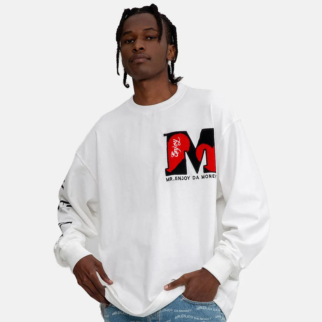 MR. ENJOY DA MONEY  |Crew Neck Unisex Street Style Long Sleeves Oversized