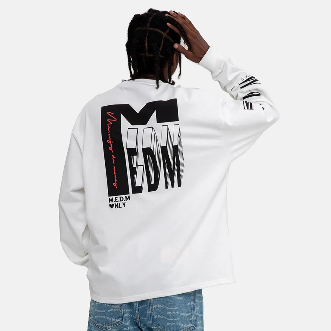 MR. ENJOY DA MONEY  |Crew Neck Unisex Street Style Long Sleeves Oversized