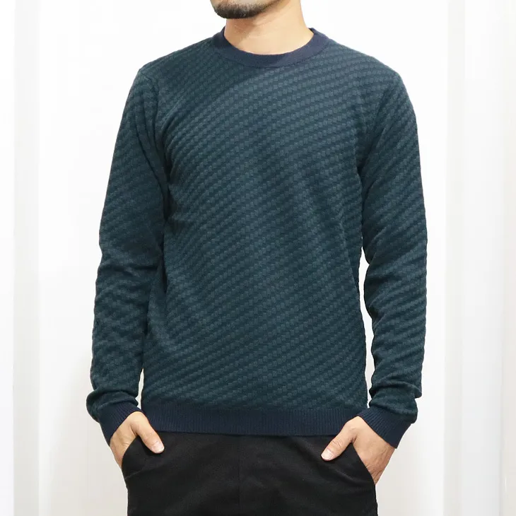 NO EXCESS  |Crew Neck Pullovers Plain Cotton Sweaters