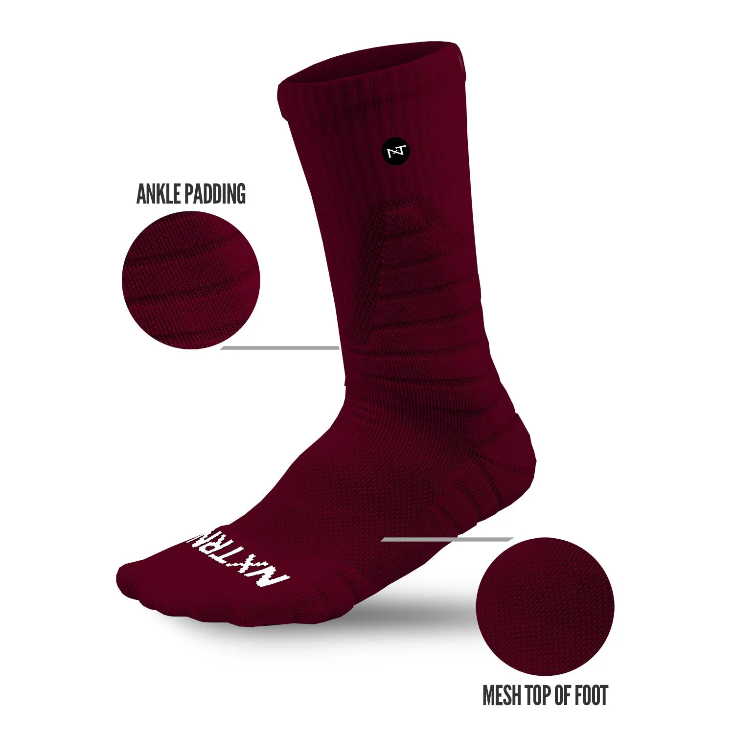 NXTRND Crew Socks Maroon 3-Pairs