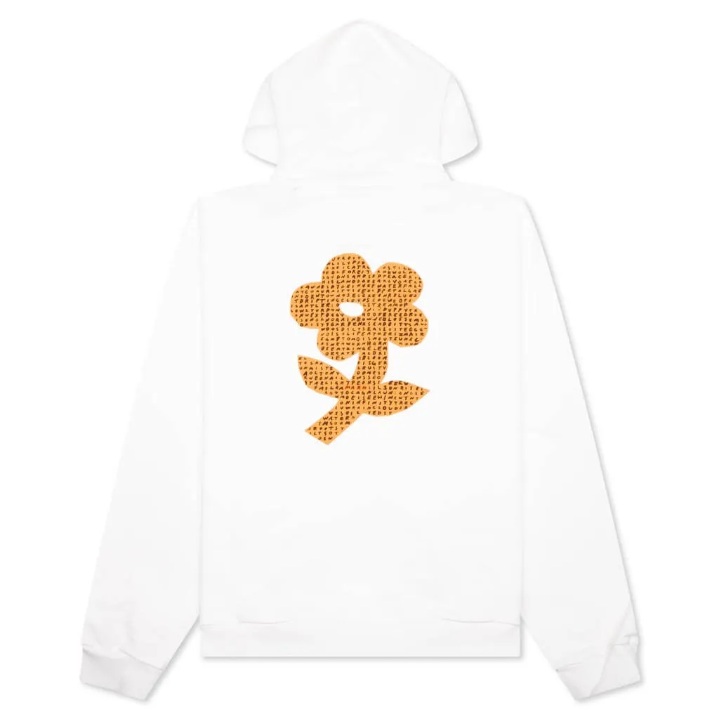 Organic Cotton Hoodies With Wordsearch Flower Print - Natural White