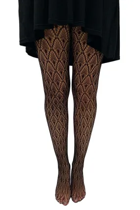 Peacock Feather Patterned Net Tights | Dark Ages