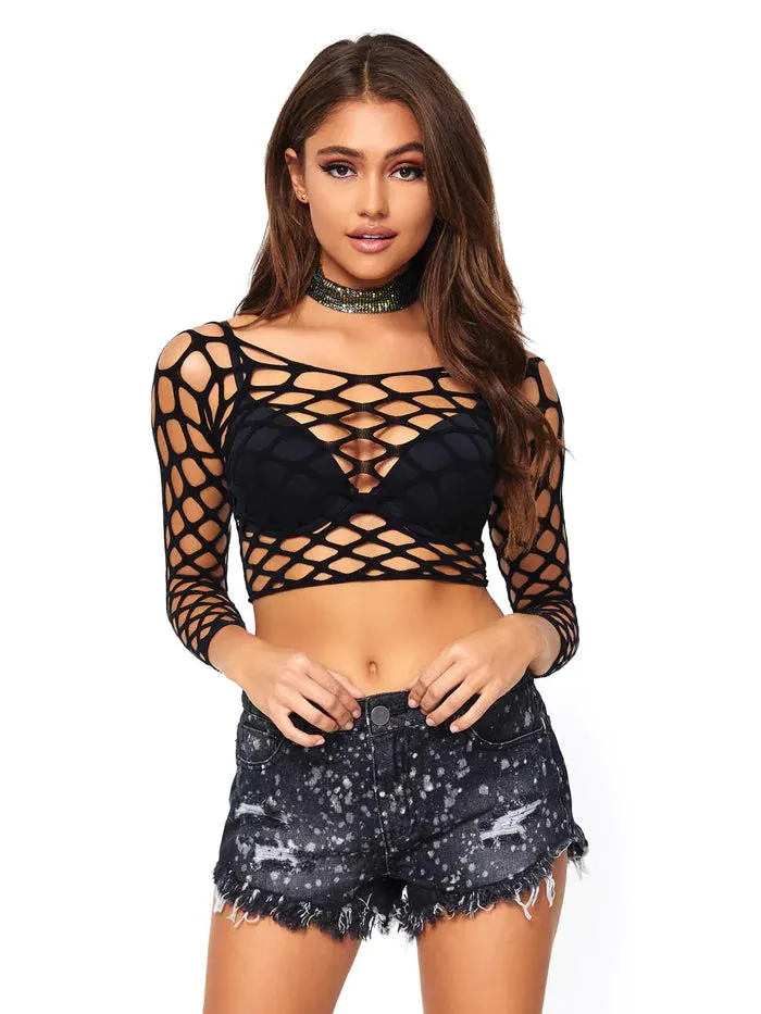 Pothole Net Long Sleeve Crop