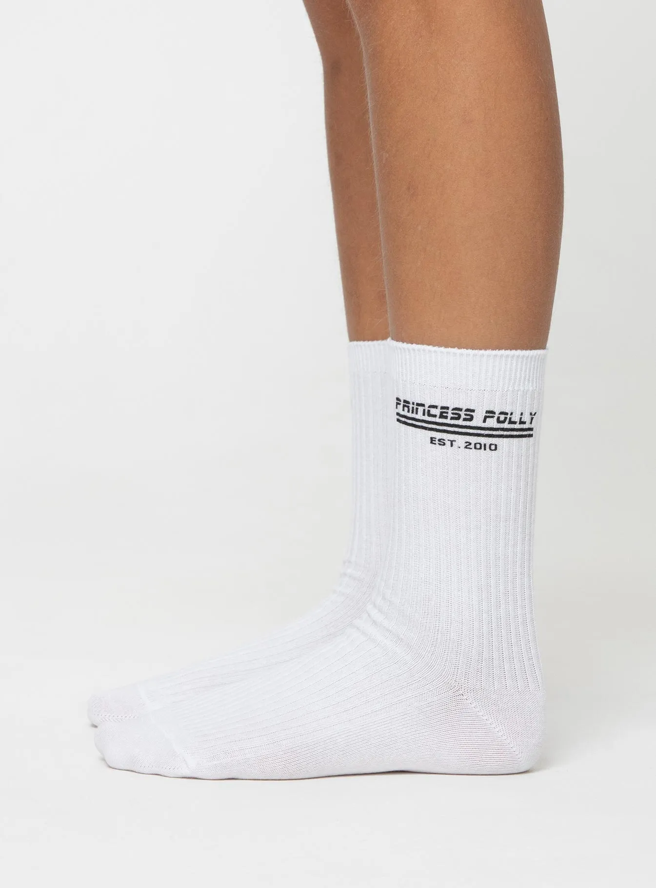 Princess Polly Crew Socks White / Black