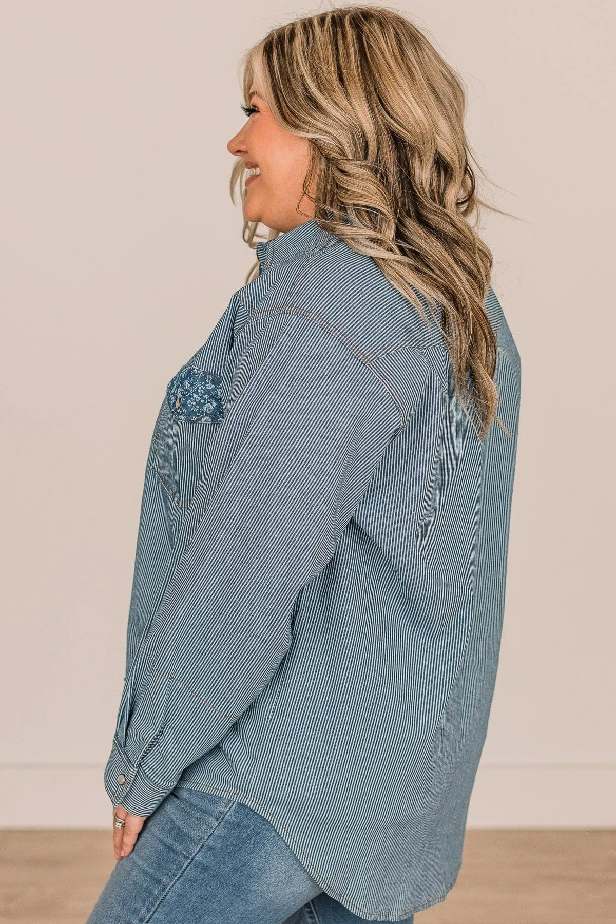 Promise Me This Button Down Top- Denim