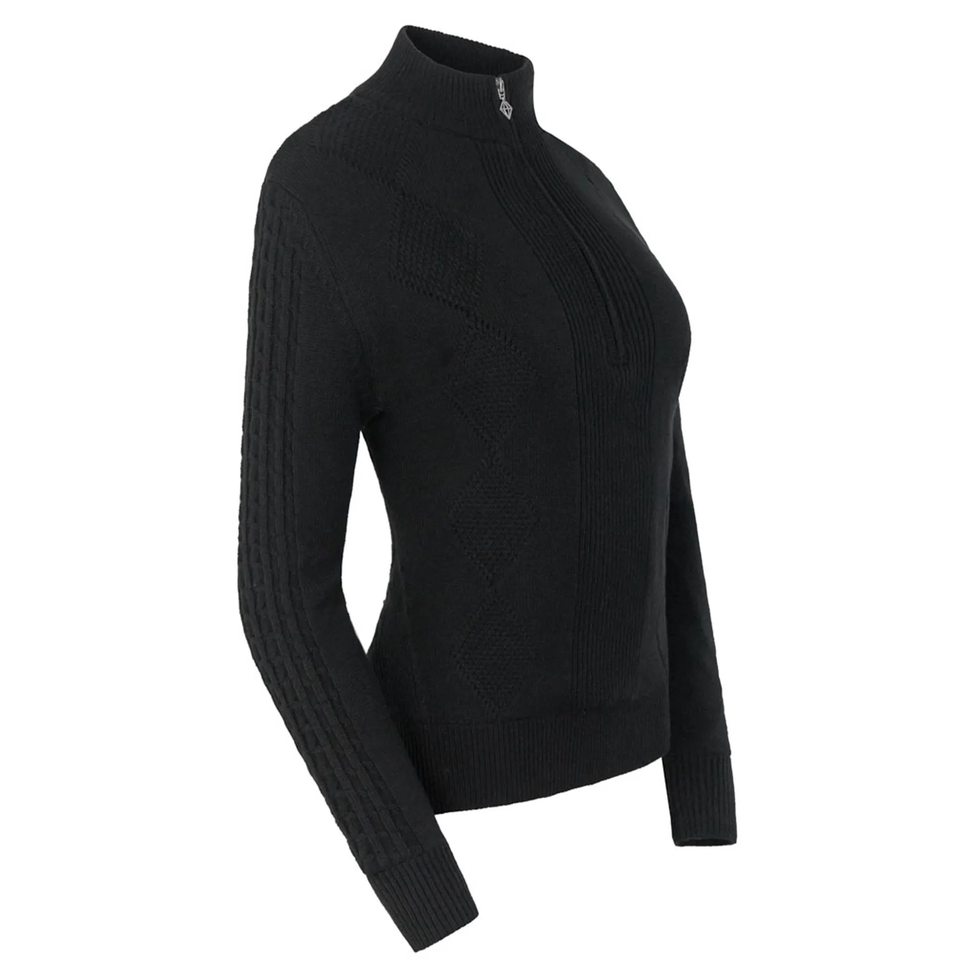 Pure Golf Sorrell Cable Knit Lined Ladies Golf Jumper Black