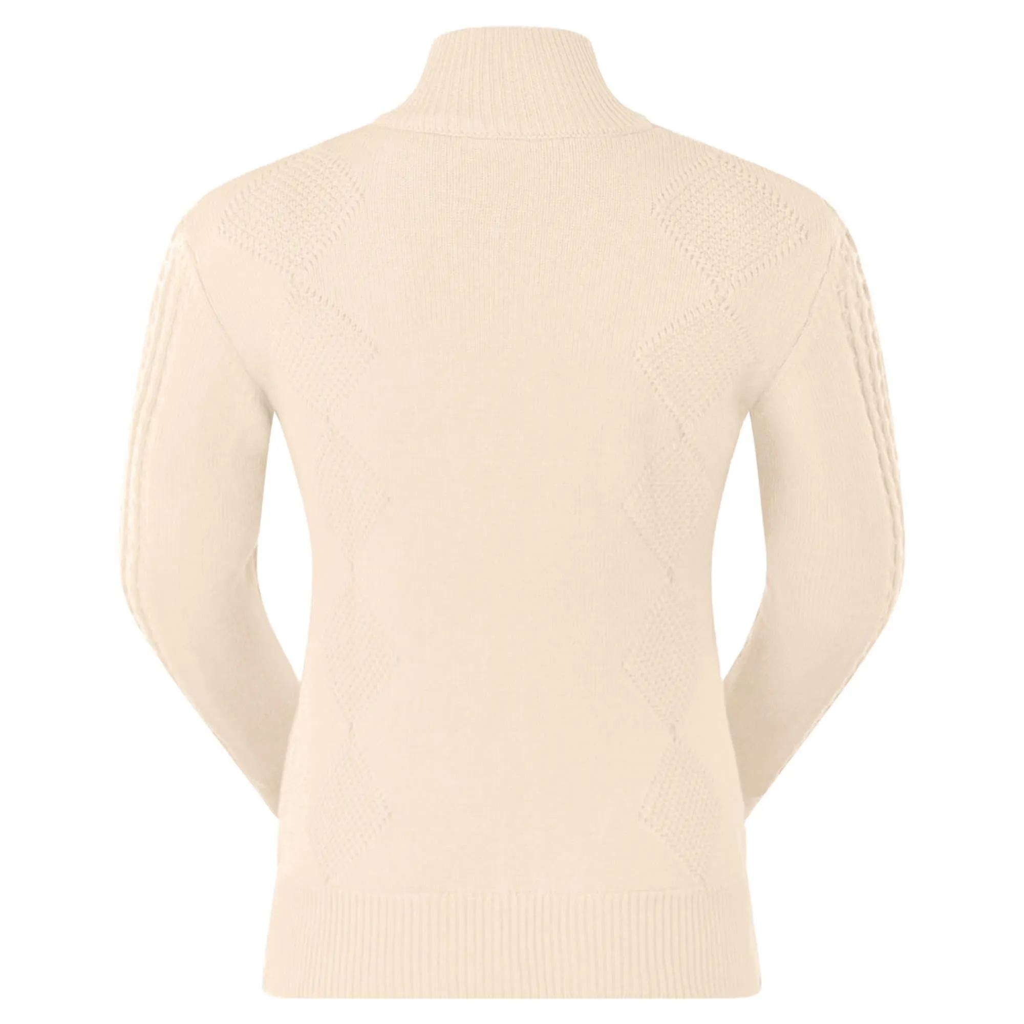 Pure Golf Sorrell Cable Knit Lined Ladies Golf Jumper Champagne