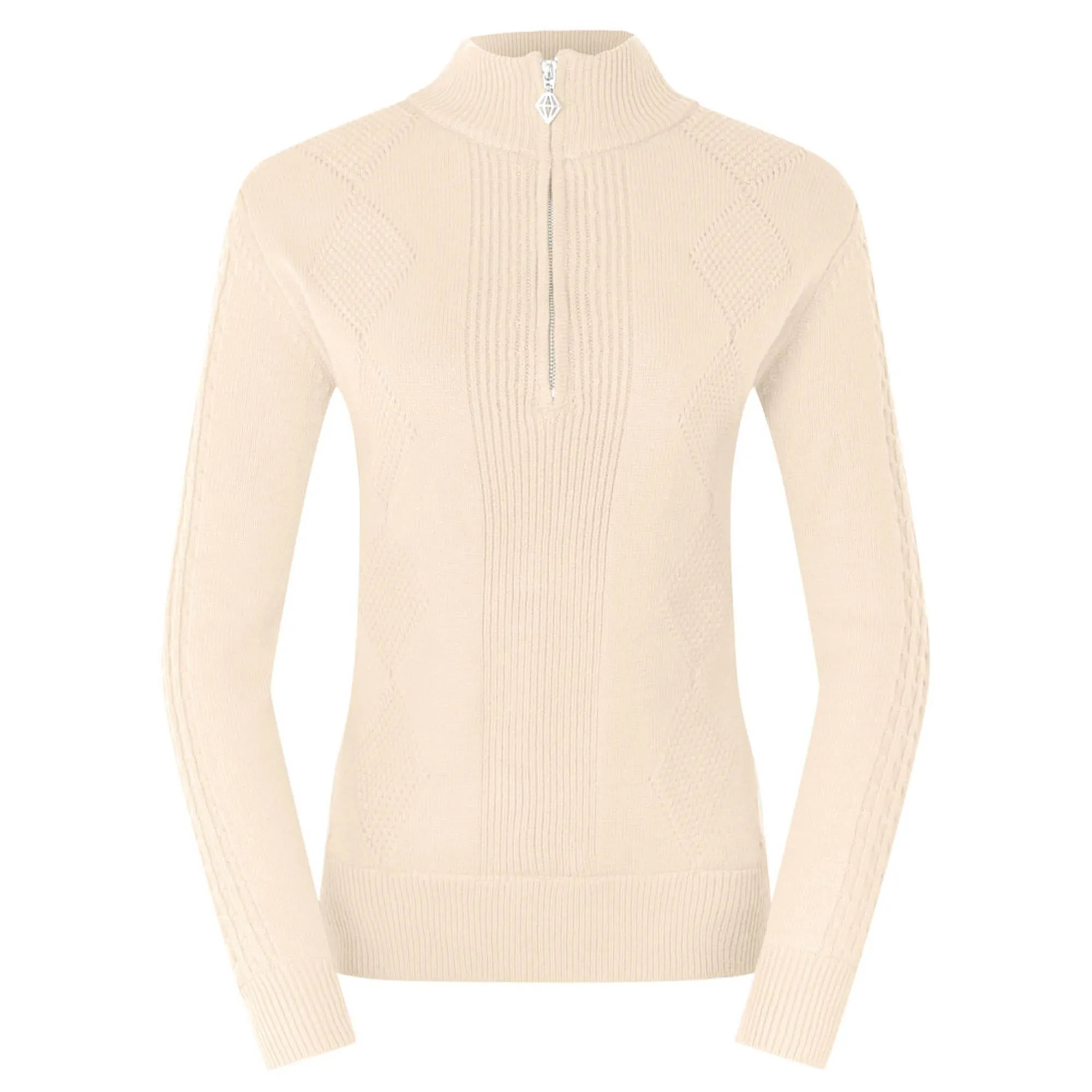 Pure Golf Sorrell Cable Knit Lined Ladies Golf Jumper Champagne