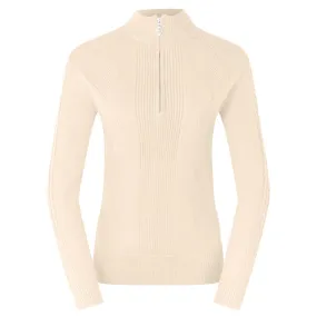 Pure Golf Sorrell Cable Knit Lined Ladies Golf Jumper Champagne