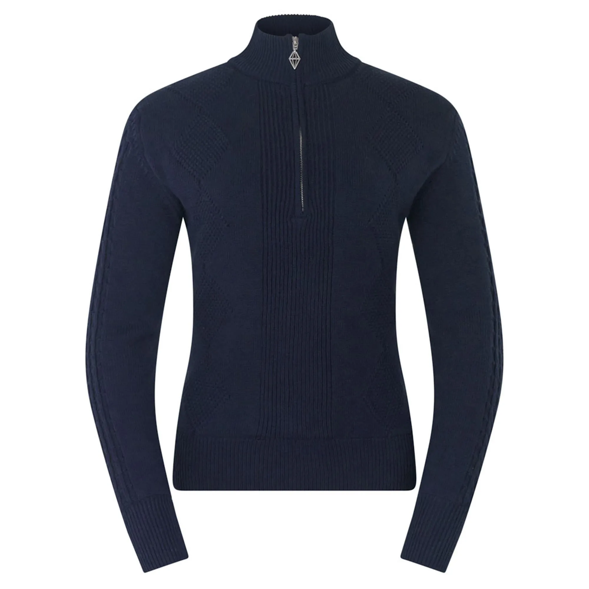 Pure Golf Sorrell Cable Knit Lined Ladies Golf Jumper Navy